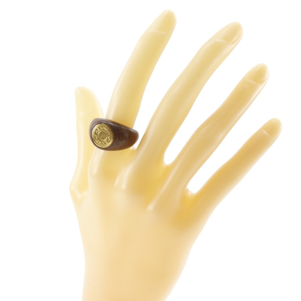 Hermes HERMES Sellier Ring, Size 13, Wood x Gold Plated, Brown, Approx. 5.4g,... - Picture 6 of 6